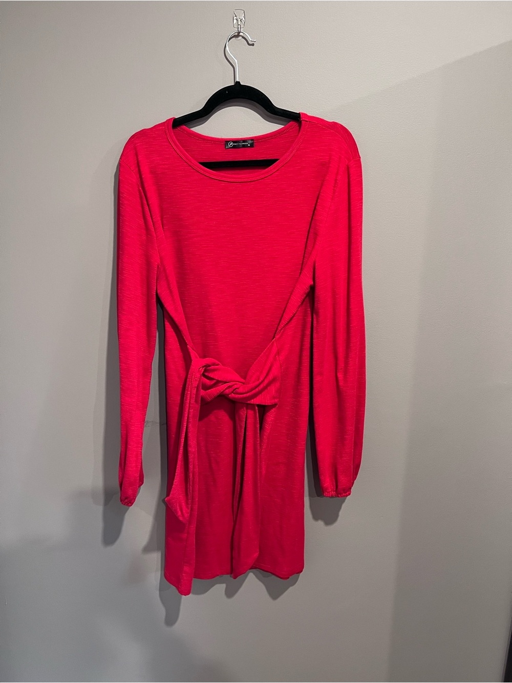 Long Sleeve Tie-Front Dress in Vibrant Pink